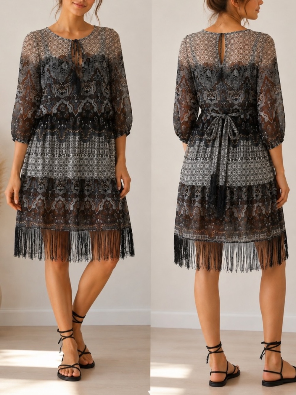 Blue Crush Sheer Dress Womens Size Medium Boho Layering Sheer Chiffon